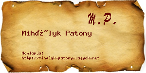Mihályk Patony névjegykártya